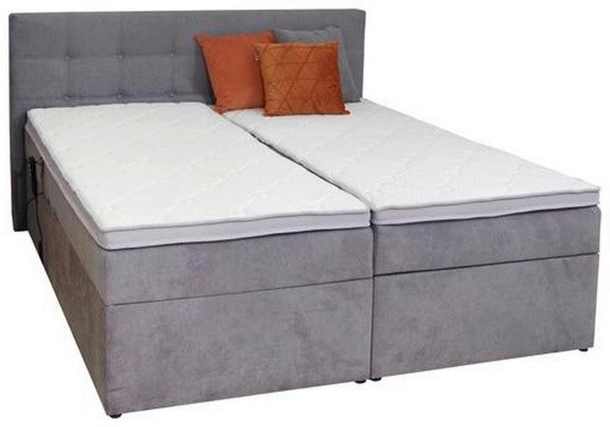 BOXBETT 180/200 cm  in Hellgrau  - Hellgrau/Schwarz, KONVENTIONELL, Kunststoff/Textil (180/200cm) - Carryhome
