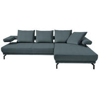 ECKSOFA in Mikrofaser Blau  305/224 cm  - Blau/Schwarz, Design, Textil/Metall (305/224cm) - Dieter Knoll