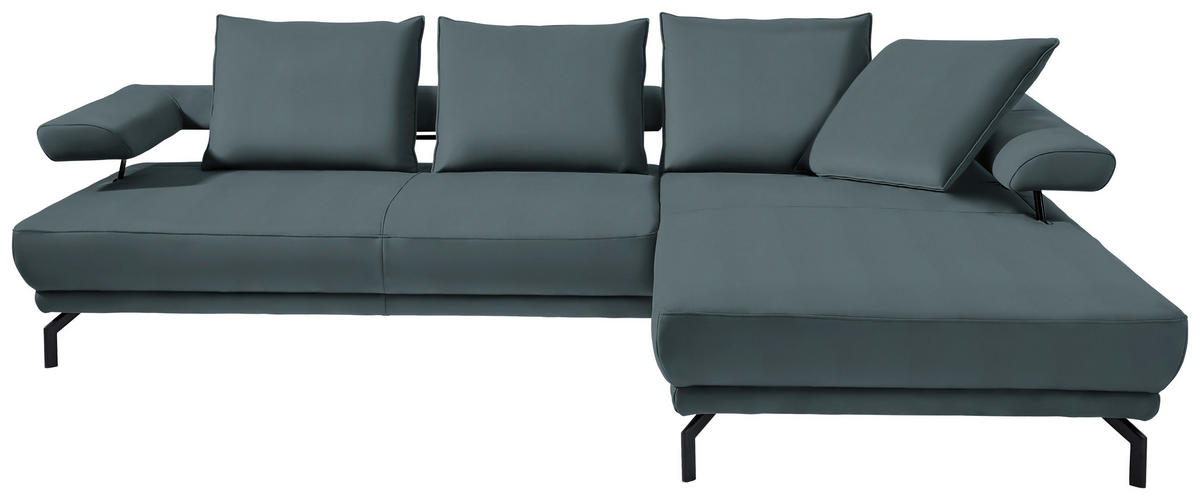 ECKSOFA in Mikrofaser Blau  305/224 cm  - Blau/Schwarz, Design, Textil/Metall (305/224cm) - Dieter Knoll
