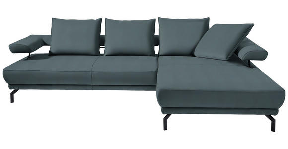 ECKSOFA in Mikrofaser Blau 305/224 cm - Blau/Schwarz, Design, Textil/Metall (305/224cm) - Dieter Knoll