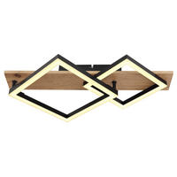 LED SVJETILJKA STROPNA  - tamno smeđa/crna, Natur, drvni materijal/metal (47,5/31/8,5cm) - Globo