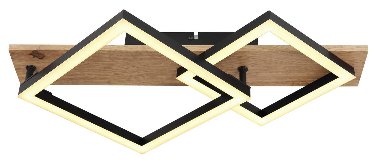 LED SVJETILJKA STROPNA  - tamno smeđa/crna, Natur, drvni materijal/metal (47,5/31/8,5cm) - Globo