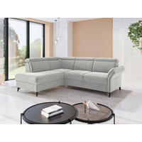 ECKSOFA 193/247 cm GLENDALE E in Flachgewebe Hellgrau Kopfteilverstellung  193/247 cm  - Hellgrau/Schwarz, KONVENTIONELL, Textil/Metall (193/247cm) - Sit & More