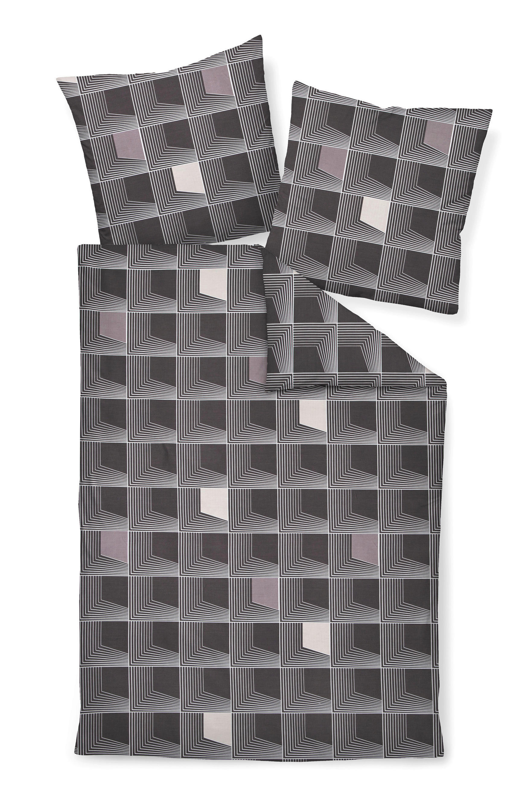 BETTWÄSCHE 135/200 cm J.D. Makosatin  - Taupe/Anthrazit, Basics, Textil (135/200cm) - Janine