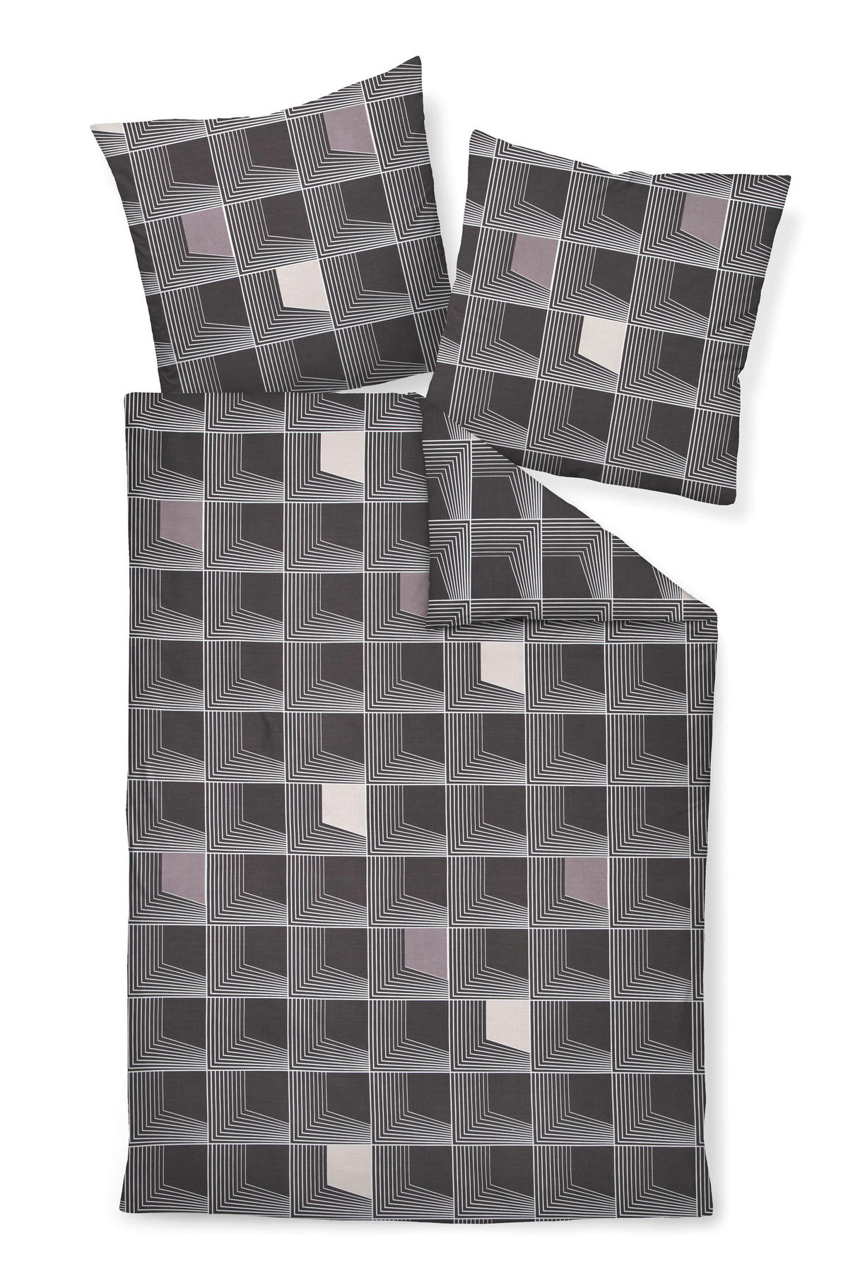 BETTWÄSCHE J.D. Makosatin 135/200 cm  - Taupe/Anthrazit, Basics, Textil (135/200cm) - Janine
