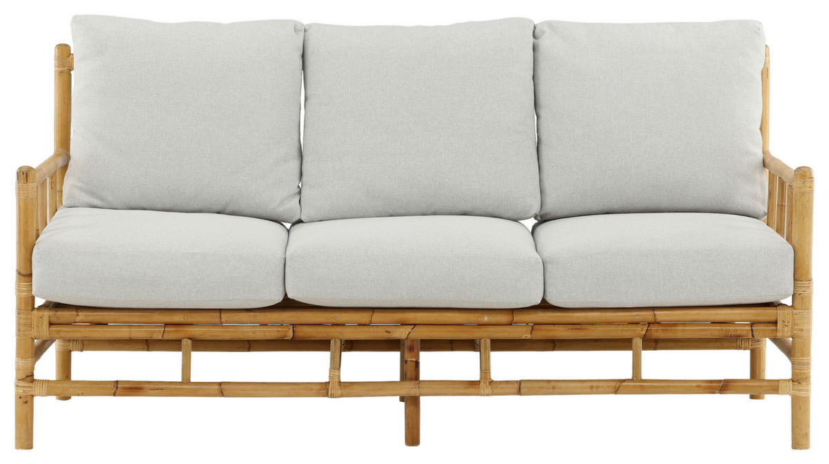 LOUNGESOFA 180/88/77 cm Bambus, Rattan  - Hellbraun/Creme, KONVENTIONELL, Holz/Textil (180/88/77cm) - Gardenson