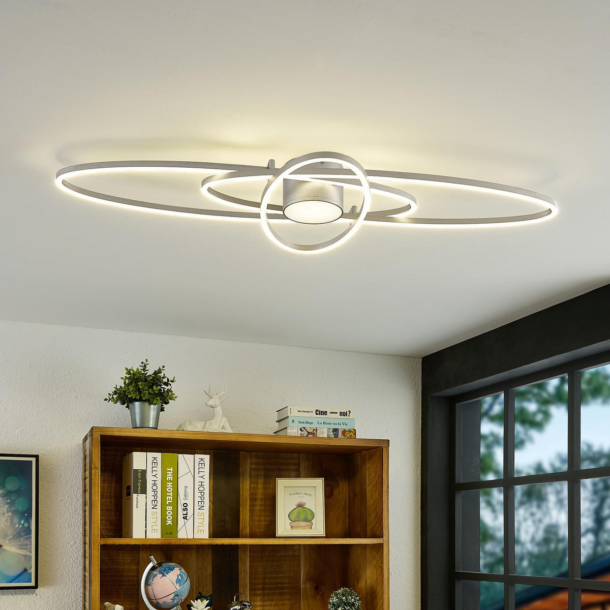 LED-TAKLAMPA Cuva 58 W 101/43/8,5 cm  - nickelfärgad, Design, metall/plast (101/43/8,5cm) - Novel