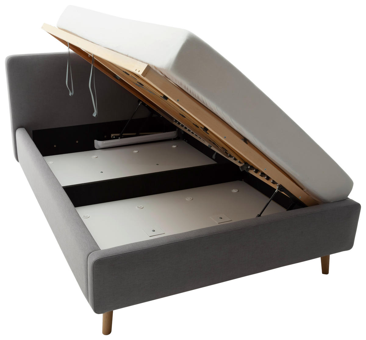 POLSTERBETT Lattenrost, Bettkasten Hellgrau 140/200 cm  - Eichefarben/Hellgrau, Design, Holz/Textil (140/200cm) - Livetastic