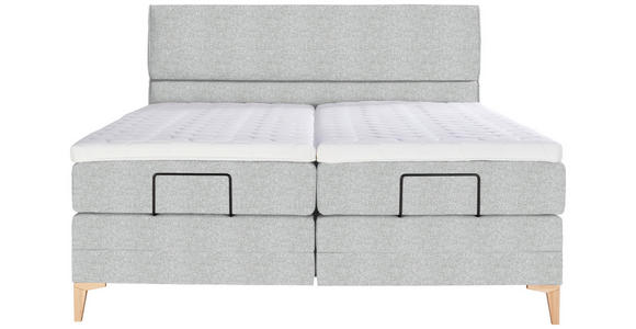 BOXSPRINGBETT 180/200 cm  in Hellgrau  - Eichefarben/Hellgrau, KONVENTIONELL, Holz/Textil (180/200cm) - Voleo