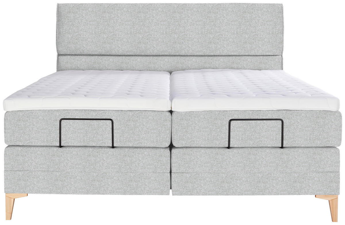 BOXSPRINGBETT 180/200 cm  in Hellgrau  - Eichefarben/Hellgrau, Konventionell, Holz/Textil (180/200cm) - Voleo
