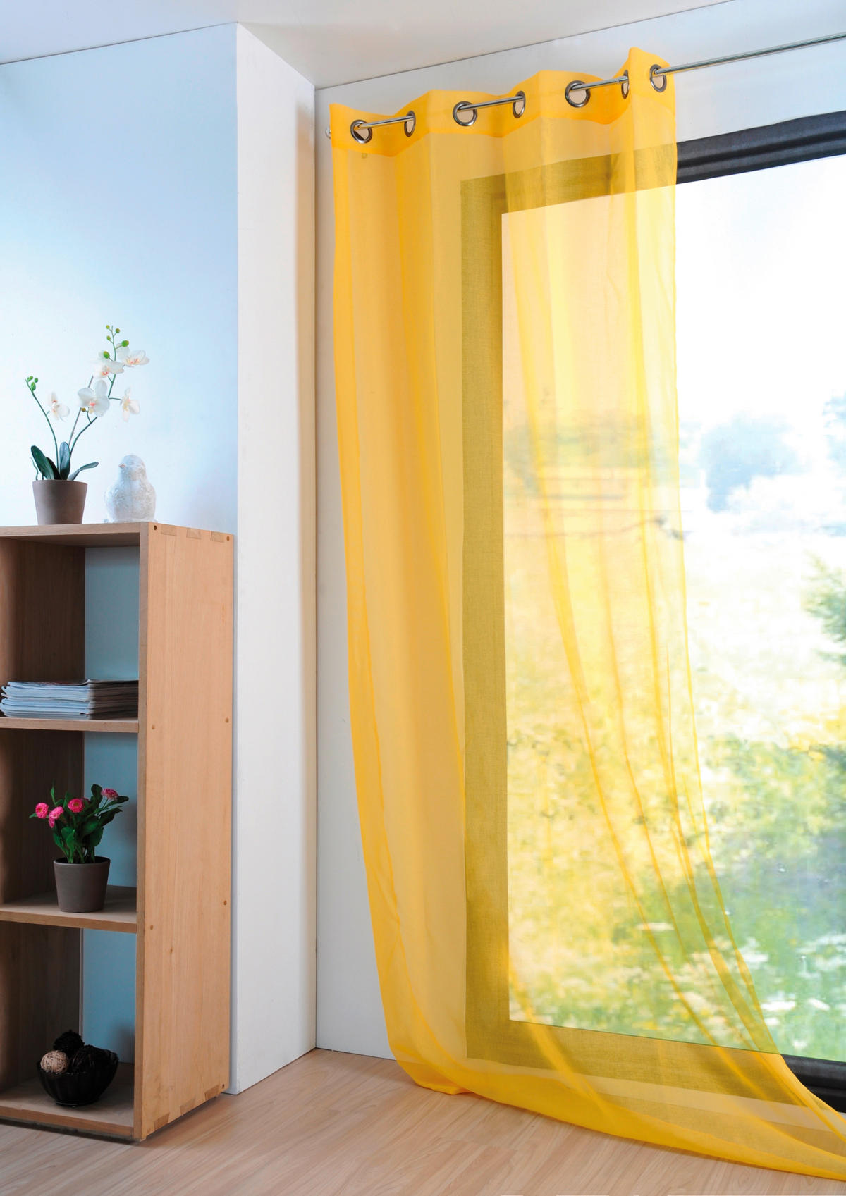 KONČANA ZAVESA  pol prosojno   135/260 cm  - rumena, Basics, tekstil (135/260cm)