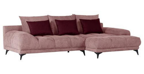 ECKSOFA in Flachgewebe Altrosa  - Dunkelrosa/Schwarz, KONVENTIONELL, Textil/Metall (291/175cm) - Carryhome