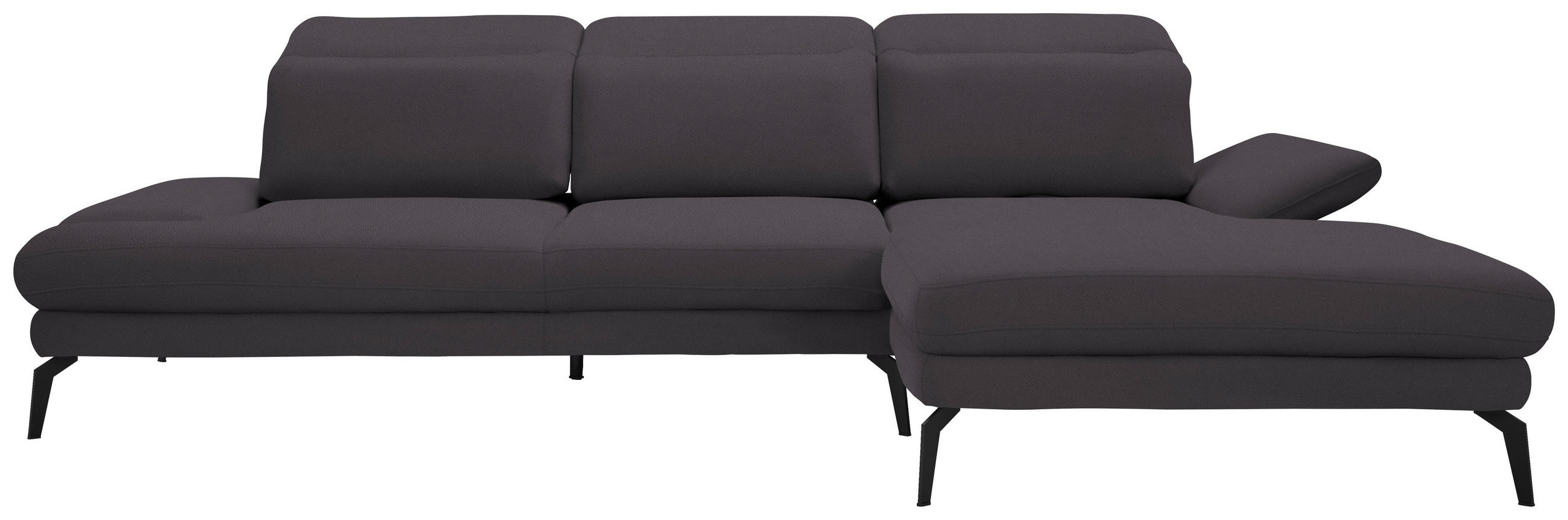 ECKSOFA in Flachgewebe Dunkelgrau  - Dunkelgrau/Schwarz, Design, Textil/Metall (289/180cm) - Stylife