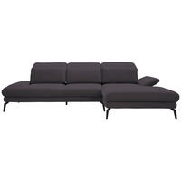 ECKSOFA in Flachgewebe Dunkelgrau  - Dunkelgrau/Schwarz, Design, Textil/Metall (289/180cm) - Stylife