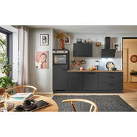 KÜCHENBLOCK PN 80 260 cm  in Graphitfarben, Eichefarben  - Eichefarben/Schwarz, Design, Holzwerkstoff/Metall (260cm) - Pino