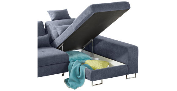 ECKSOFA in Flachgewebe Dunkelgrau  - Dunkelgrau, Design, Textil/Metall (260/188cm) - Hom`in