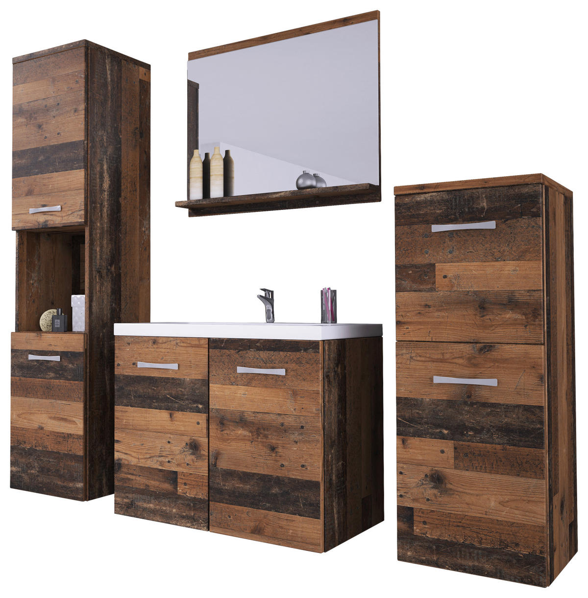 BADEZIMMER 5-teilig  in 120 cm  - Alteiche/Eichefarben, LIFESTYLE, Keramik/Holzwerkstoff (120cm) - P & B