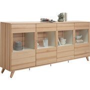 SIDEBOARD 243,2/102,9/39,6 cm - Chromfarben/Eschefarben, Natur, Glas/Holz (243,2/102,9/39,6cm) - Invivus