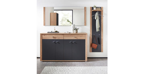 GARDEROBE 3-teilig  in 222/199/38 cm  - Graphitfarben/Eiche Artisan, Design, Holzwerkstoff (222/199/38cm) - Xora