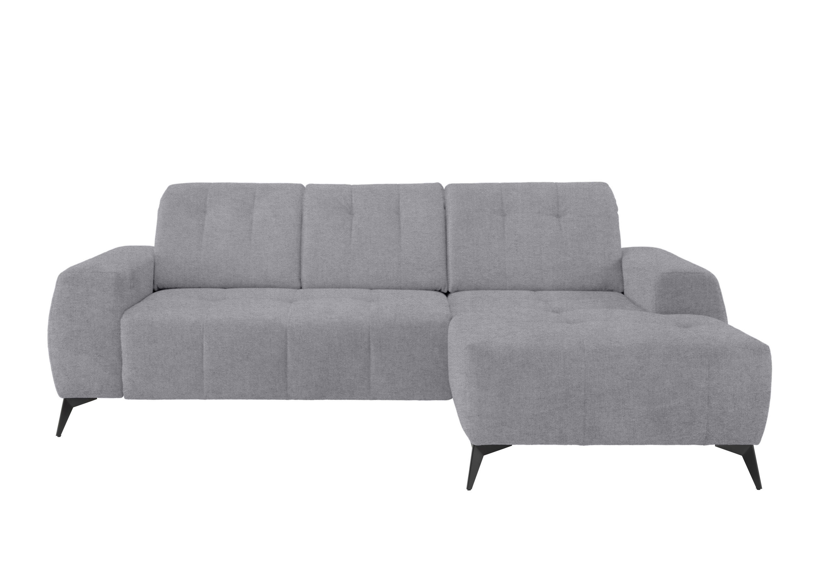 ECKSOFA in Mikrofaser Hellgrau - Hellgrau/Schwarz, Modern, Textil/Metall (258/180cm) - Livetastic