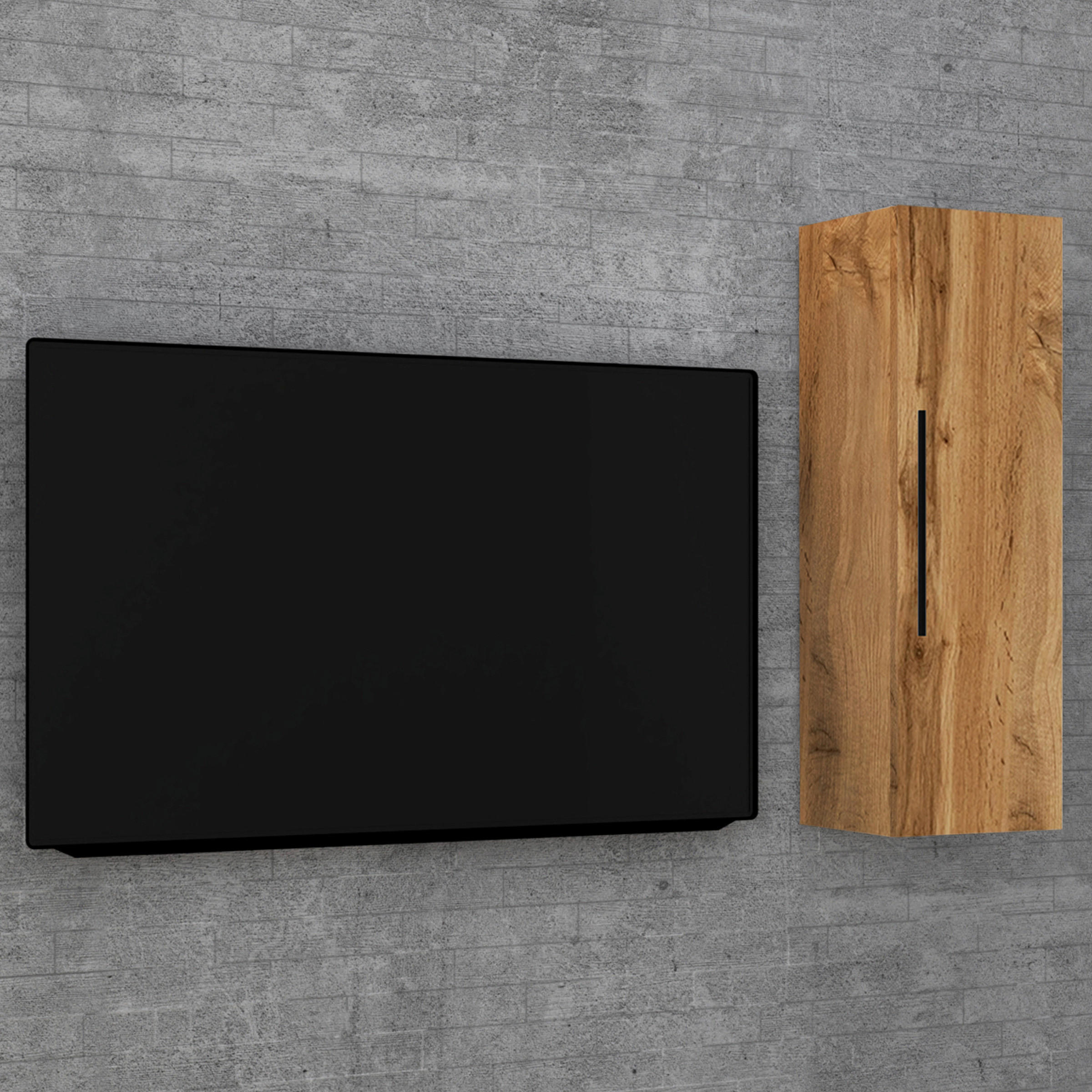 HÄNGESCHRANK 30/95/30 cm  - Honigeiche/Schwarz, Modern, Holzwerkstoff/Metall (30/95/30cm) - MID.YOU