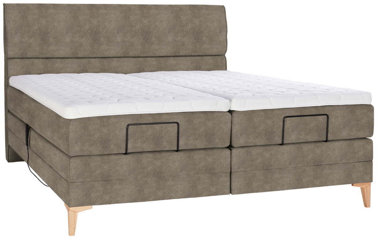 BOXSPRINGBETT 180/200 cm  in Taupe  - Taupe/Eichefarben, Konventionell, Holz/Textil (180/200cm) - Voleo