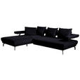 ECKSOFA in Mikrofaser Schwarz  - Schwarz, Design, Textil/Metall (224/305cm) - Dieter Knoll