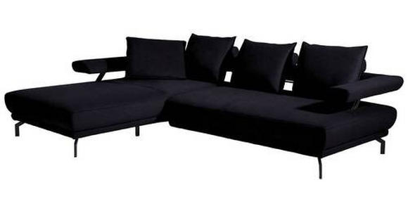 ECKSOFA in Mikrofaser Schwarz  - Schwarz, Design, Textil/Metall (224/305cm) - Dieter Knoll