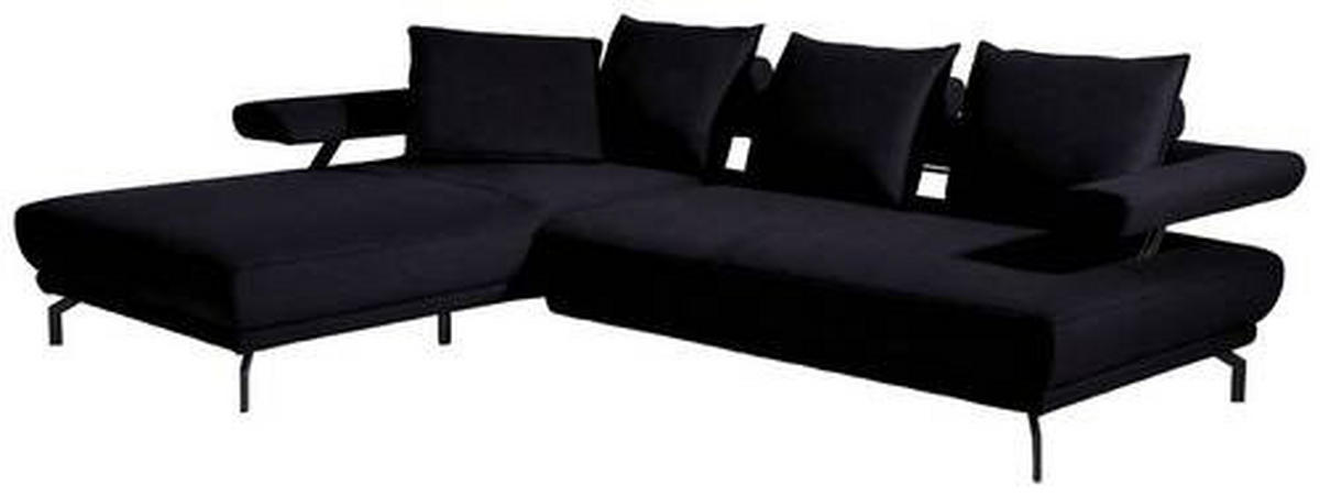 ECKSOFA in Mikrofaser Schwarz  - Schwarz, Design, Textil/Metall (224/305cm) - Dieter Knoll