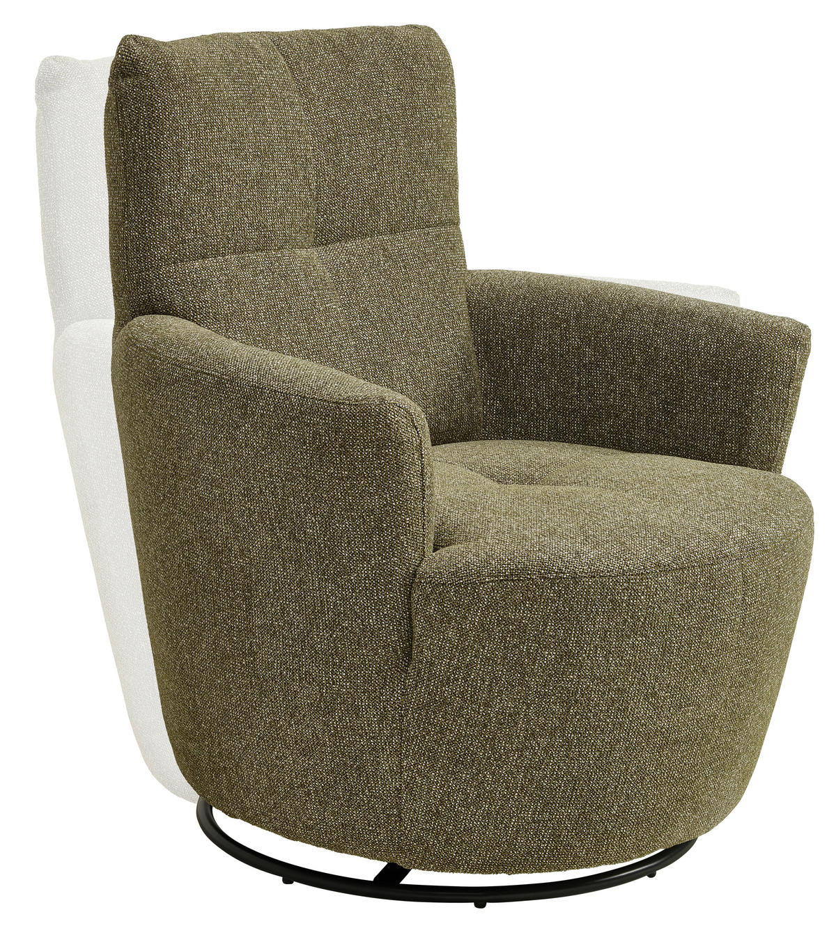 SESSEL in Chenille, Flachgewebe Grün  - Schwarz/Grün, Design, Textil/Metall (81/92/84cm) - Xora