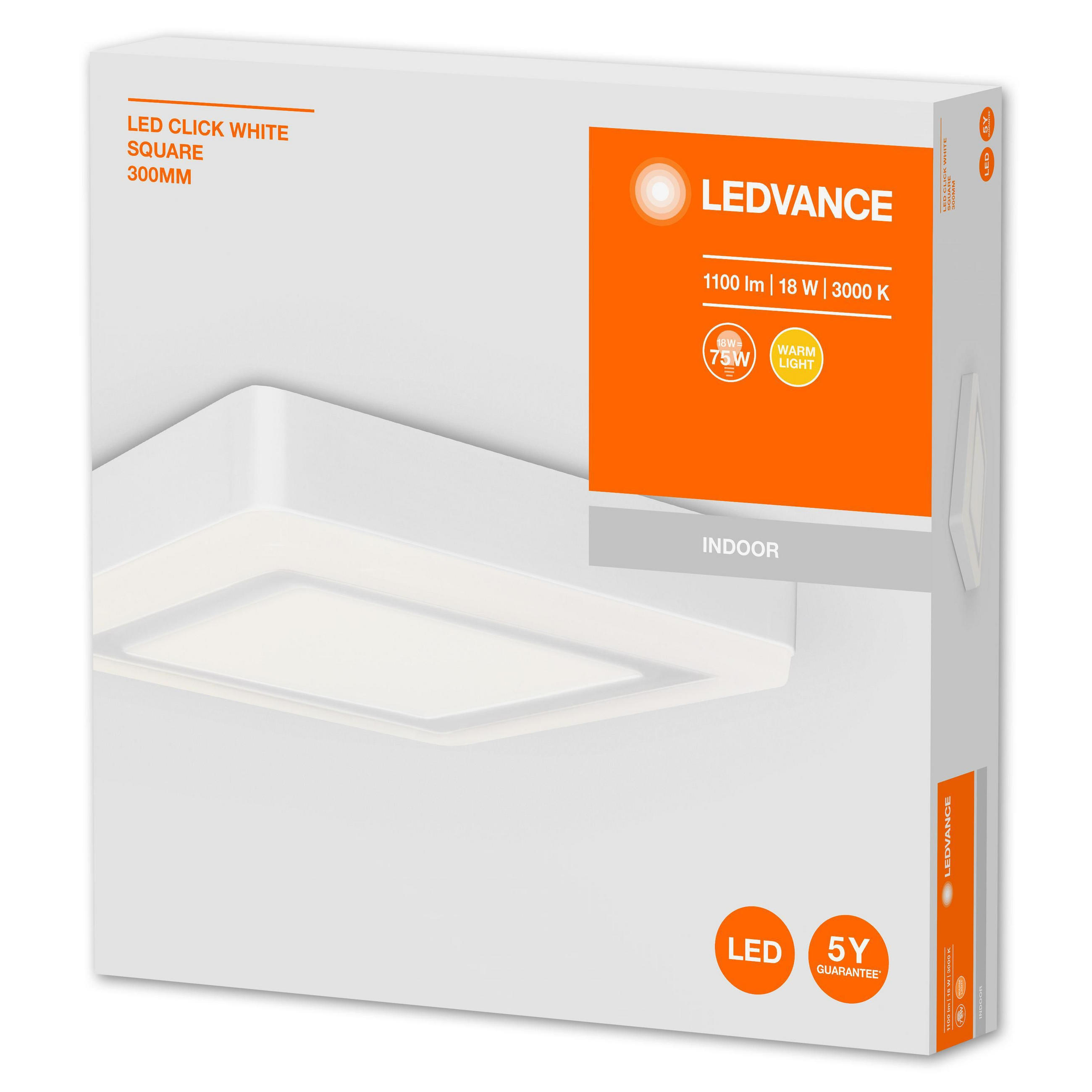 LED-DECKENLEUCHTE LED Click White SQ 29,6/29,6/4,5 cm   - Weiß, Basics, Kunststoff/Metall (29,6/29,6/4,5cm) - Ledvance
