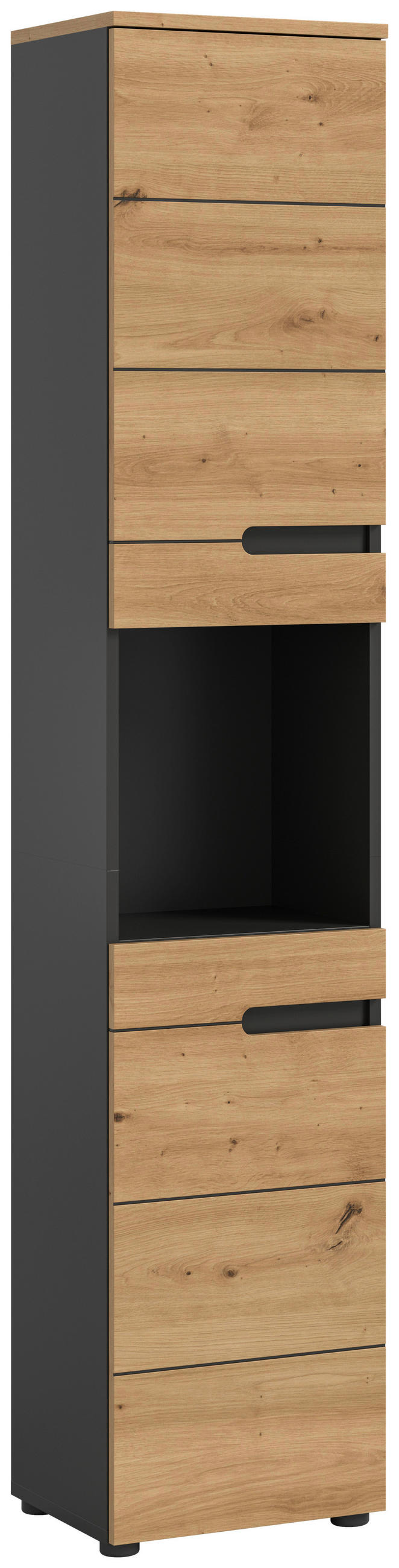 HOCHSCHRANK 38/193/34 cm  - Dunkelgrau/Schwarz, MODERN, Holzwerkstoff/Kunststoff (38/193/34cm) - MID.YOU