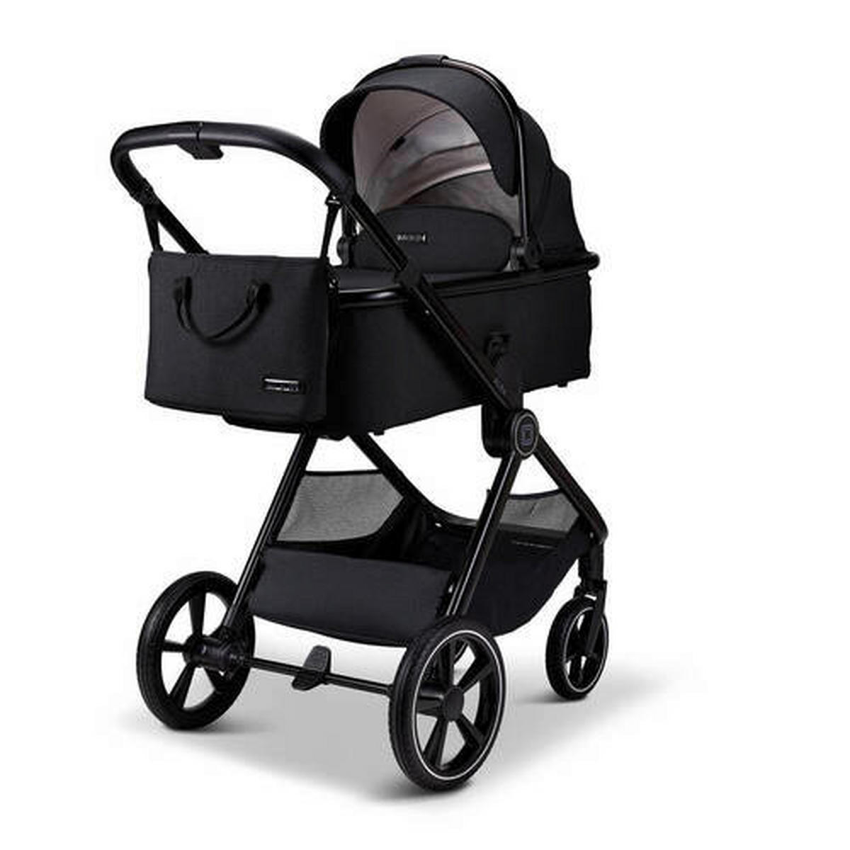 KINDERWAGENSET  Aura Set  Onyx Melange  - Schwarz, Basics (140/61/115cm) - Moon