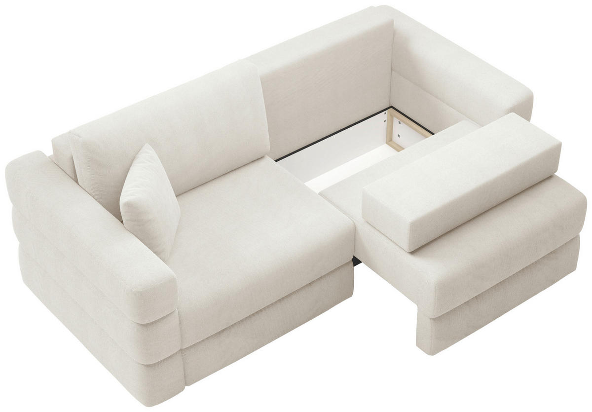 SCHLAFSOFA TERAZZO in Webstoff Beige  - Beige/Schwarz, Design, Kunststoff/Textil (254/93/167cm) - Livetastic