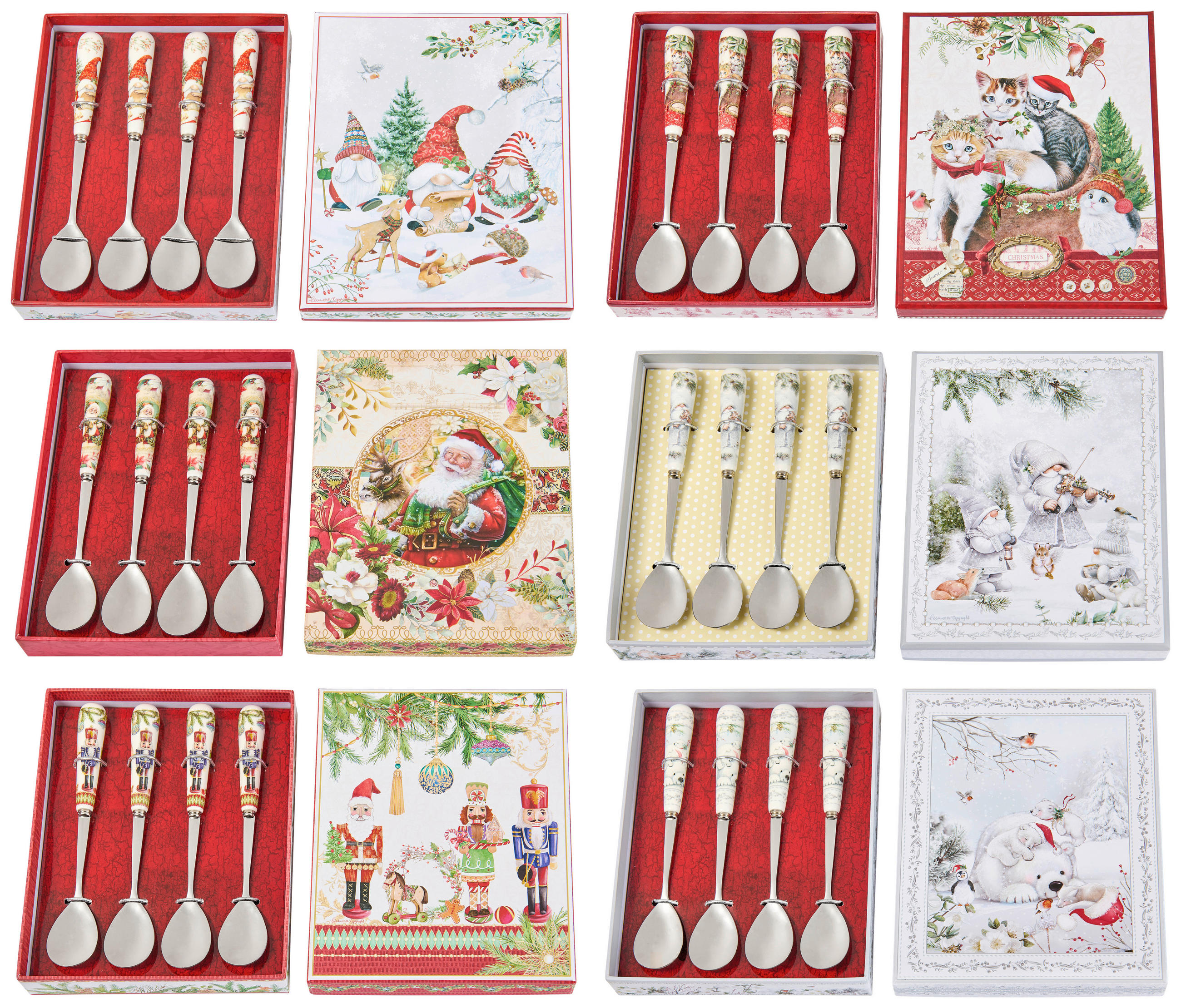 SADA KÁVOVÝCH LŽIČEK - vícebarevná, Lifestyle, kov/keramika (11,5cm) - X-Mas