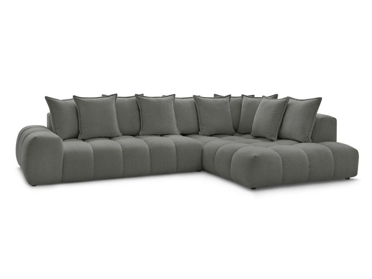 ECKSOFA Ottomane rechts  EVEREST Dunkelgrau Flachgewebe  - Dunkelgrau/Schwarz, MODERN, Kunststoff/Textil (352/210cm)