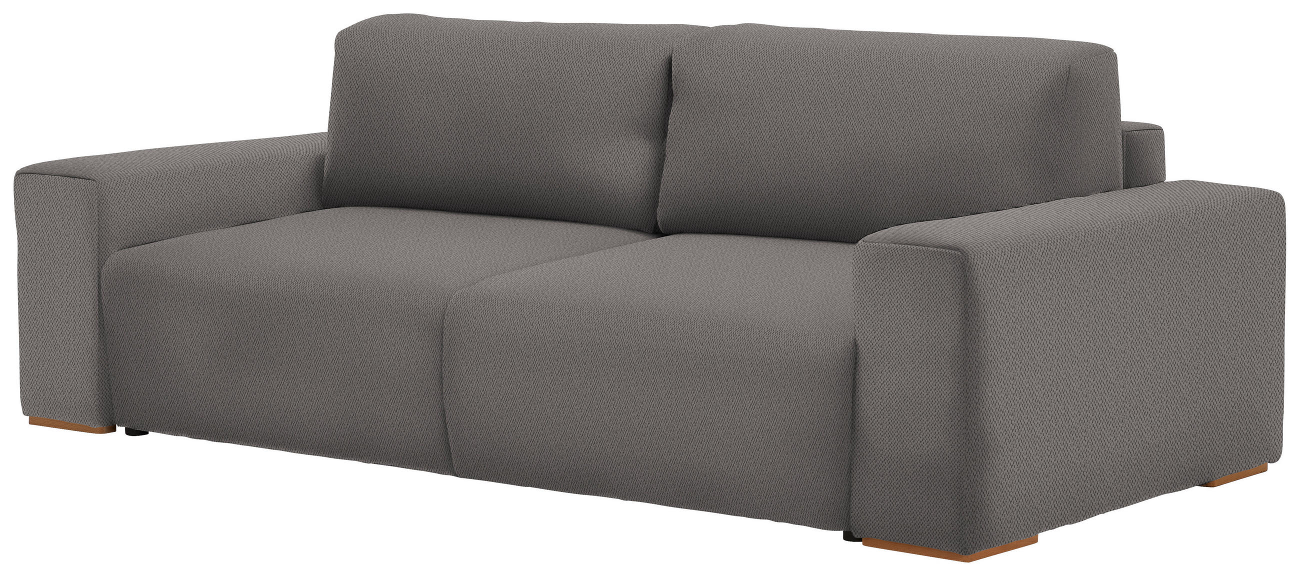 SCHLAFSOFA  mit Liegefunktion Flachgewebe Grau  - Buchefarben/Schwarz, KONVENTIONELL, Holz/Kunststoff (255/86/123cm) - Livetastic