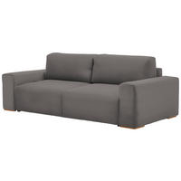 SCHLAFSOFA  mit Liegefunktion Flachgewebe Grau  - Buchefarben/Schwarz, KONVENTIONELL, Holz/Kunststoff (255/86/123cm) - Livetastic