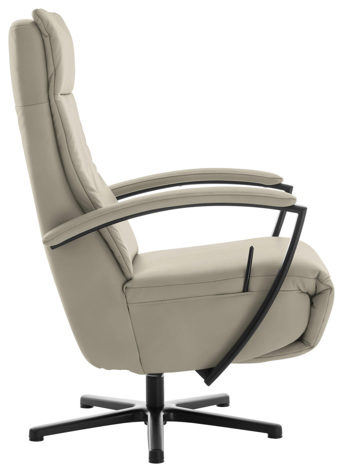 RELAXSESSEL in Leder Ecru  - Ecru/Schwarz, Design, Leder/Metall (76/112/83cm) - Beldomo Speed