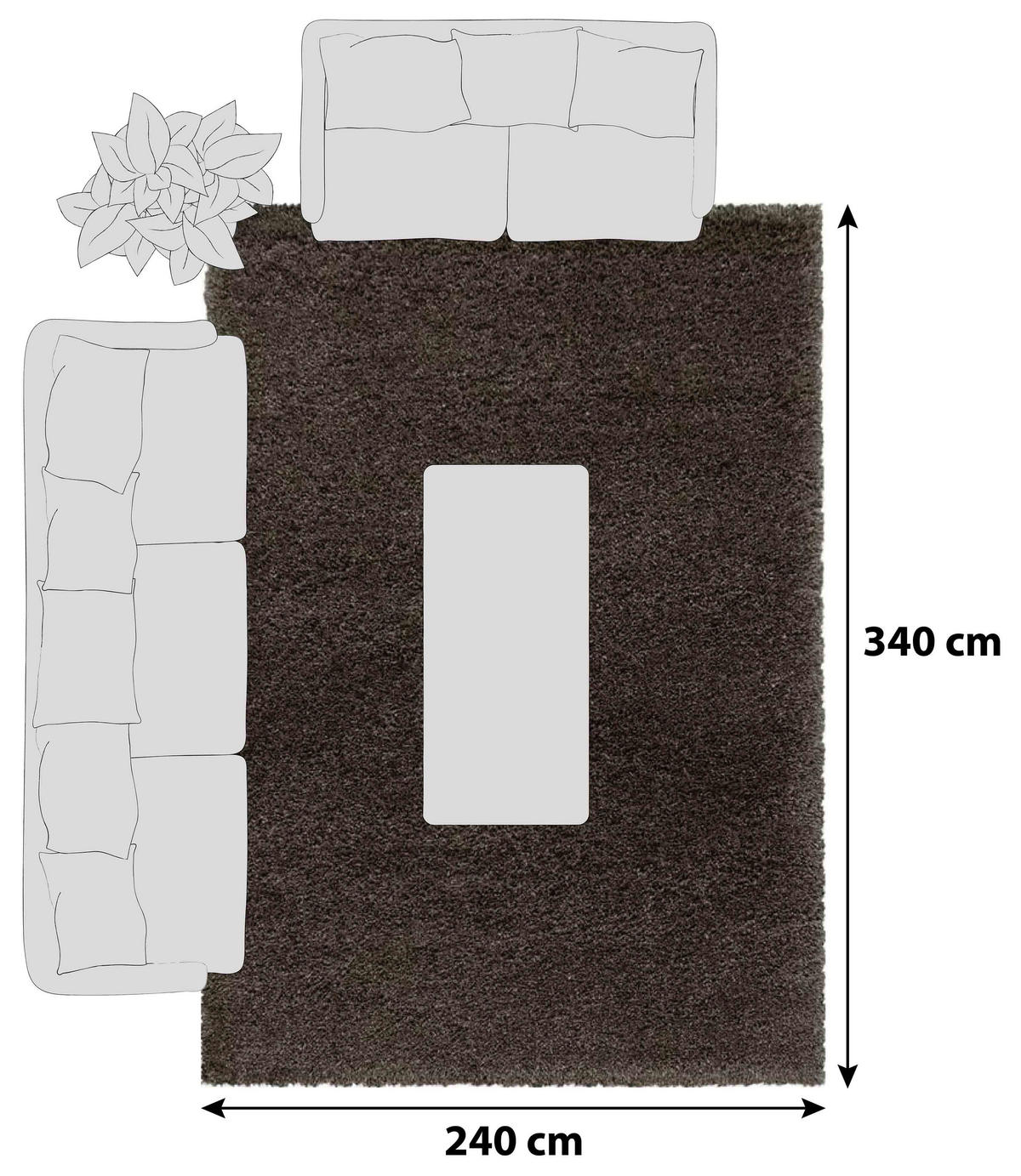 HOCHFLORTEPPICH 240/340 cm Fluffy 3500 Braun Braun  - Braun, Basics, Textil (240/340cm)