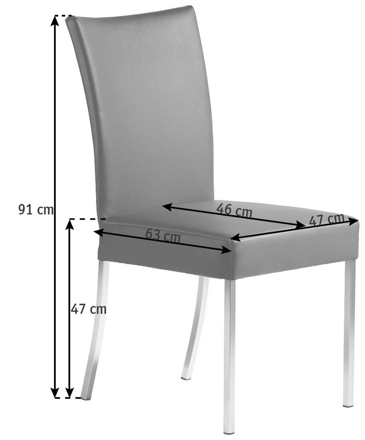 STUHL  in Edelstahl Echtleder Metall, Leder  - Braun, Design, Leder/Metall (47/91/63cm) - Bert Plantagie