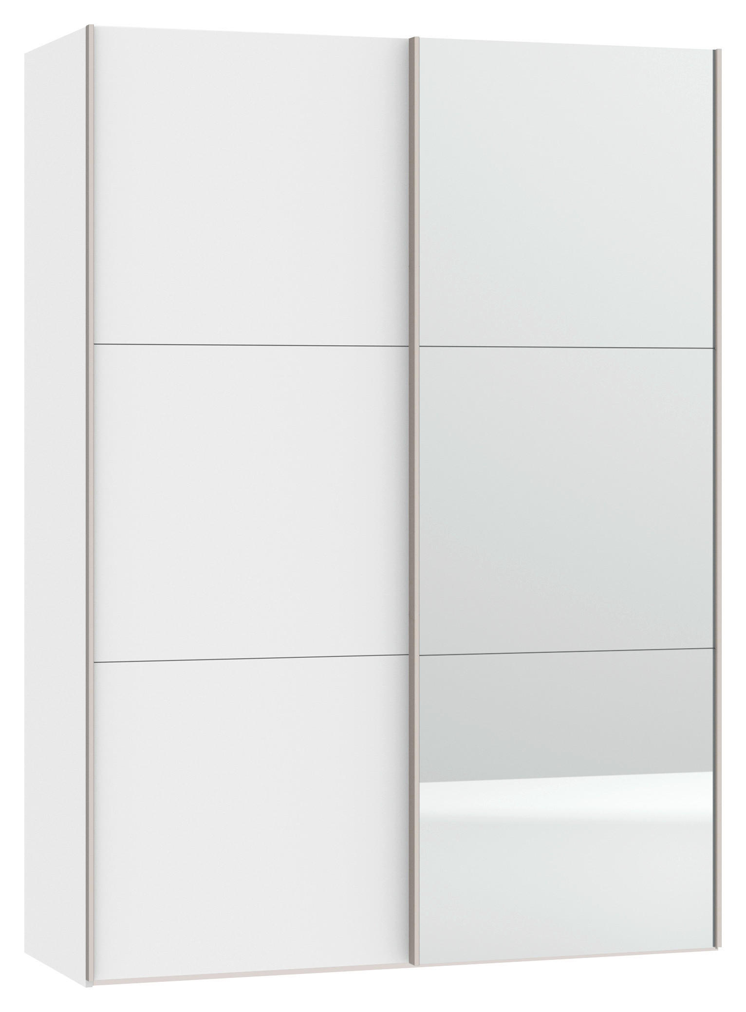 SCHWEBETÜRENSCHRANK  in Weiß  - Edelstahlfarben/Weiß, Design, Glas/Holzwerkstoff (152/215/65cm) - Carryhome