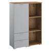 KOMMODE 80/119/42 cm  in Grau, Eichefarben  - Eichefarben/Alufarben, Trend, Holzwerkstoff/Kunststoff (80/119/42cm) - Stylife