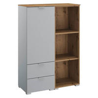 KOMMODE 80/119/42 cm  in Grau, Eichefarben  - Eichefarben/Alufarben, Trend, Holzwerkstoff/Kunststoff (80/119/42cm) - Stylife