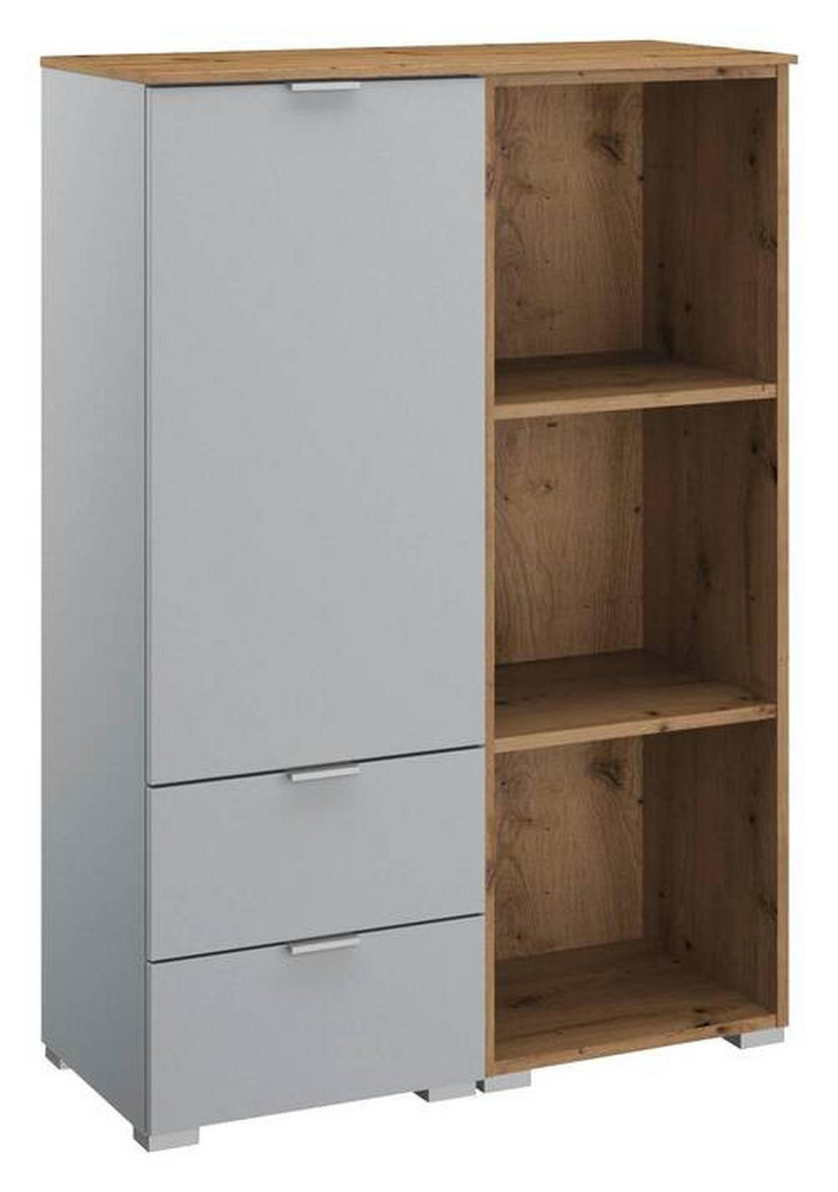 KOMMODE 80/119/42 cm  in Grau, Eichefarben  - Eichefarben/Alufarben, Trend, Holzwerkstoff/Kunststoff (80/119/42cm) - Stylife