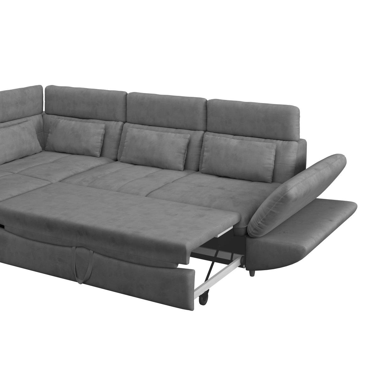 WOHNLANDSCHAFT in Mikrofaser Dunkelgrau  - Dunkelgrau/Schwarz, Modern, Kunststoff/Textil (311/233cm) - MID.YOU