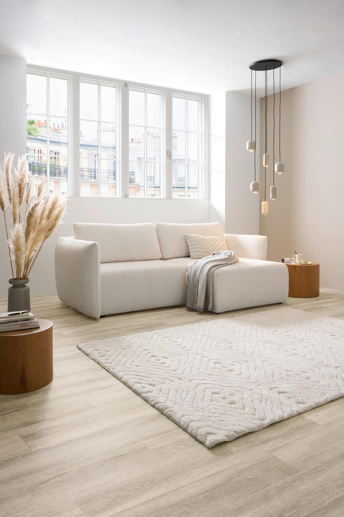 ECKSOFA Creme Jersey  - Creme/Schwarz, KONVENTIONELL, Kunststoff/Textil (238/148cm) - Carryhome