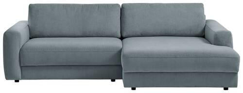 ECKSOFA in Cord Blaugrau  - Blaugrau/Schwarz, Modern, Textil (250/176cm) - Trendmanufaktur