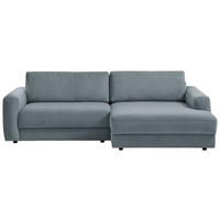 ECKSOFA in Cord Blaugrau  - Blaugrau/Schwarz, Modern, Textil (250/176cm) - Trendmanufaktur