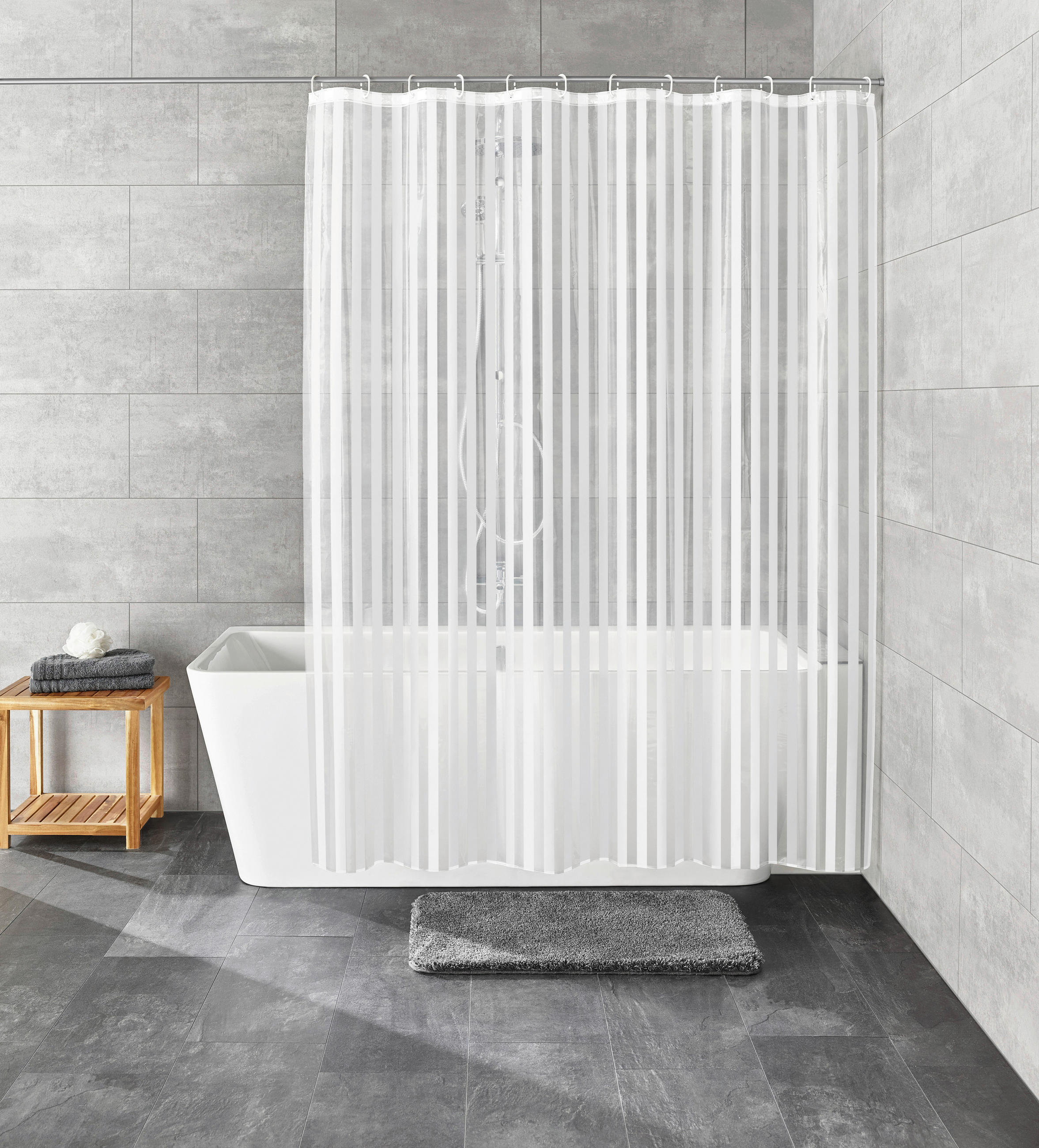 SPRCHOVÝ ZÁVĚS, 180/200 cm - šedá/bílá, Konvenční, plast (180/200cm) - Kleine Wolke